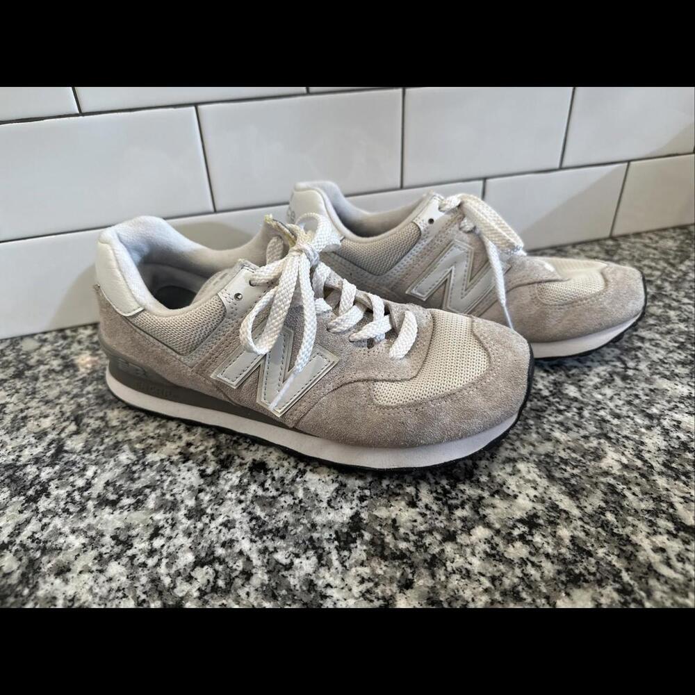 Size 7 Standard - New Balance Women's 574 Core Sneaker - Nimbus Cloud with White